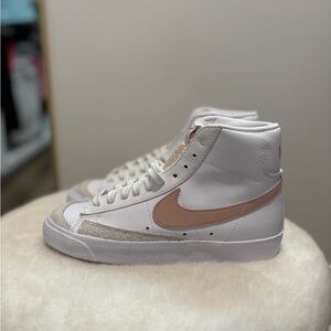 Nike White and Beige High-Top Sneakers